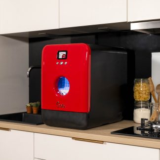 BOB PRO - mini-oppvaskmaskin for bedrifter - front cherry rød  / skrog i svart - dishwasher front cherry red  / body black