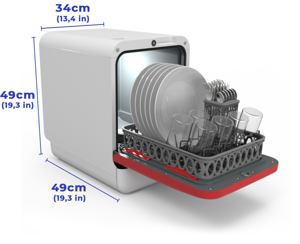 Bob - design eco mini-oppvaskmaskin - Ice blå / hvitt skrog - ice blue front / white body - Bilde 38