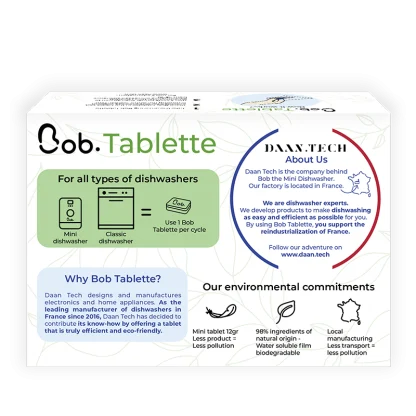 UTGÅTT - se MAX PODS som erstatter tablett - Bob "3-pakk" tablette - miljøvennlige Eco-oppvask-tabletter tilpasset Bob - Bilde 5
