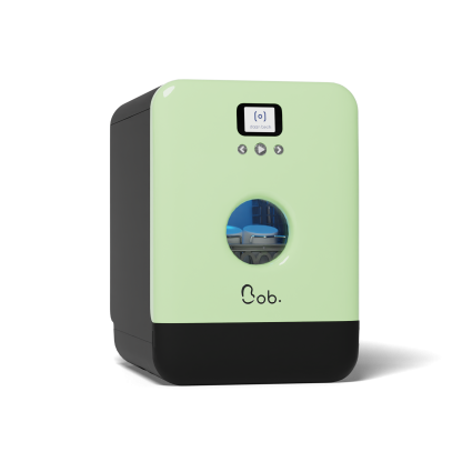 Bob - design eco mini-oppvaskmaskin med front i grønn / skrog svart  - dishwasher front almond green / body black