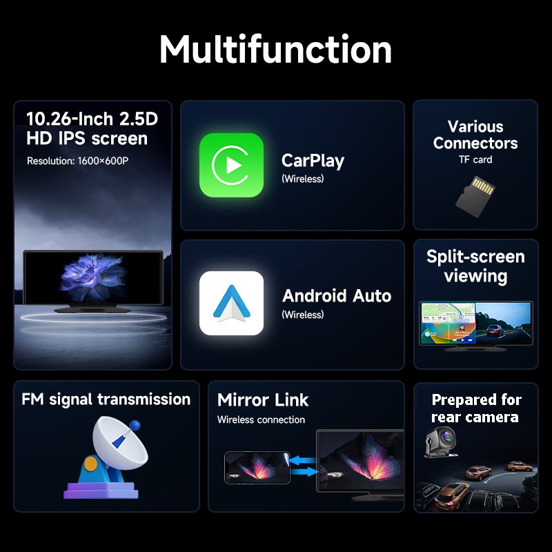 VST CAR-MULTI - multimedia berørings-skjerm med dashCam og ryggekamera - Android Auto / Apple CarPlay - Bilde 6