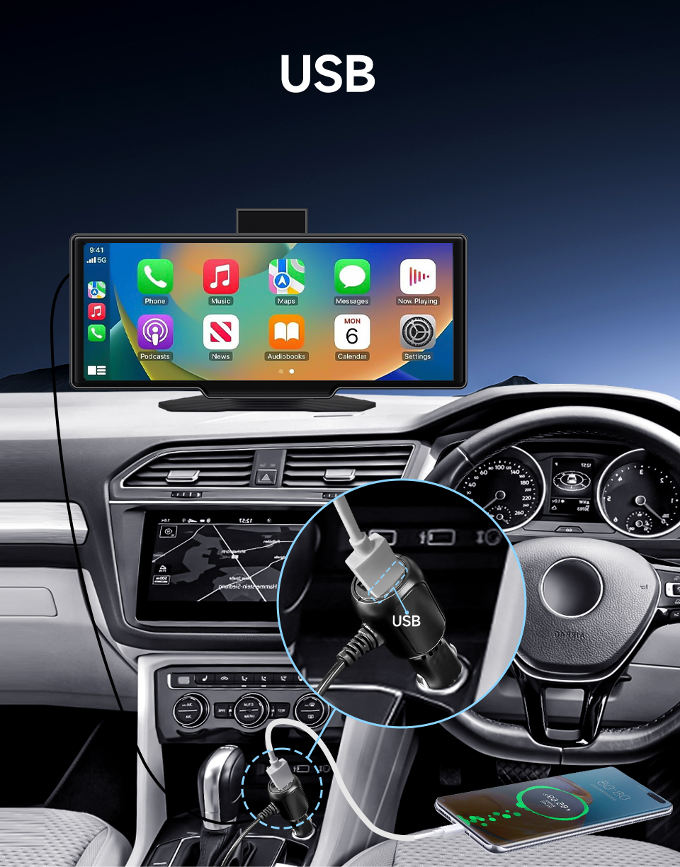 VST CAR-MULTI - multimedia berørings-skjerm med dashCam og ryggekamera - Android Auto / Apple CarPlay - Bilde 7