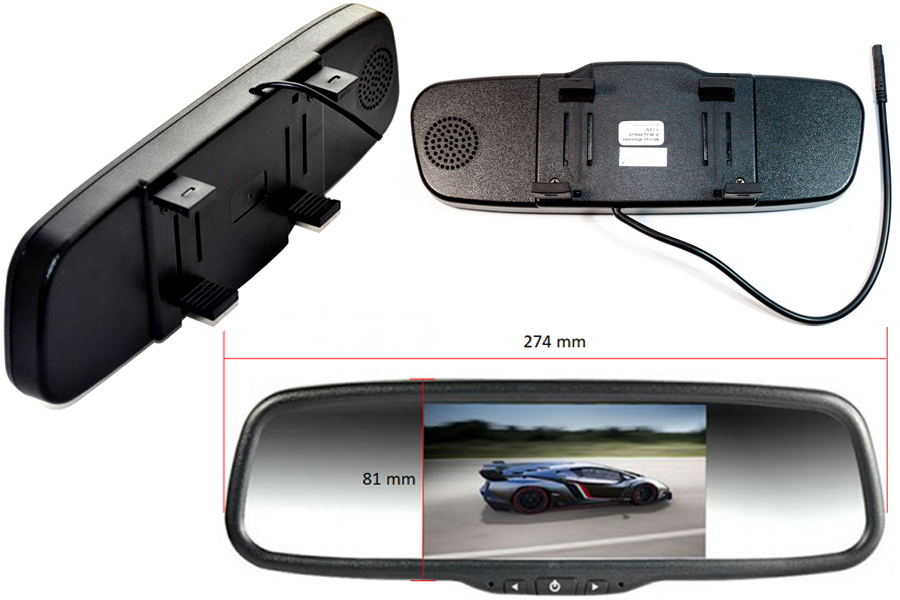 VST M-RVM500 - 5" TFT digital speilmonitor - gamle speil som brakett - Bilde 3